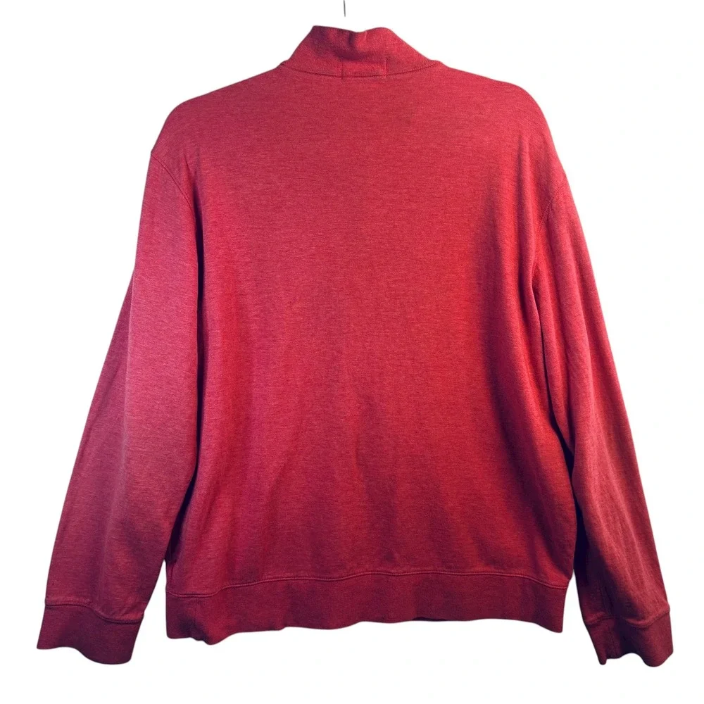 Polo Ralph Lauren Mens Red Quarter Zip Pullover Sweatshirt Large Preppy Academia